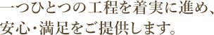 一つひとつの工程を着実に進め、 安心・満足をご提供します。 